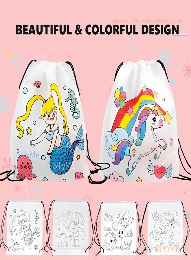 سيلي مي ٢٤ قطعة من حقائب هدايا قابلة للتلوين يمكنك صنعها بنفسك لحفلات أعياد ميلاد الأطفال - حقائب هدايا صغيرة قابلة لإعادة الاستخدام - حقيبة يد للأطفال - هدايا عيد ميلاد للأطفال من عمر ٨ إلى ٥ سنوات - حقائب هدايا على شكل حقيبة ظهر - Image 4